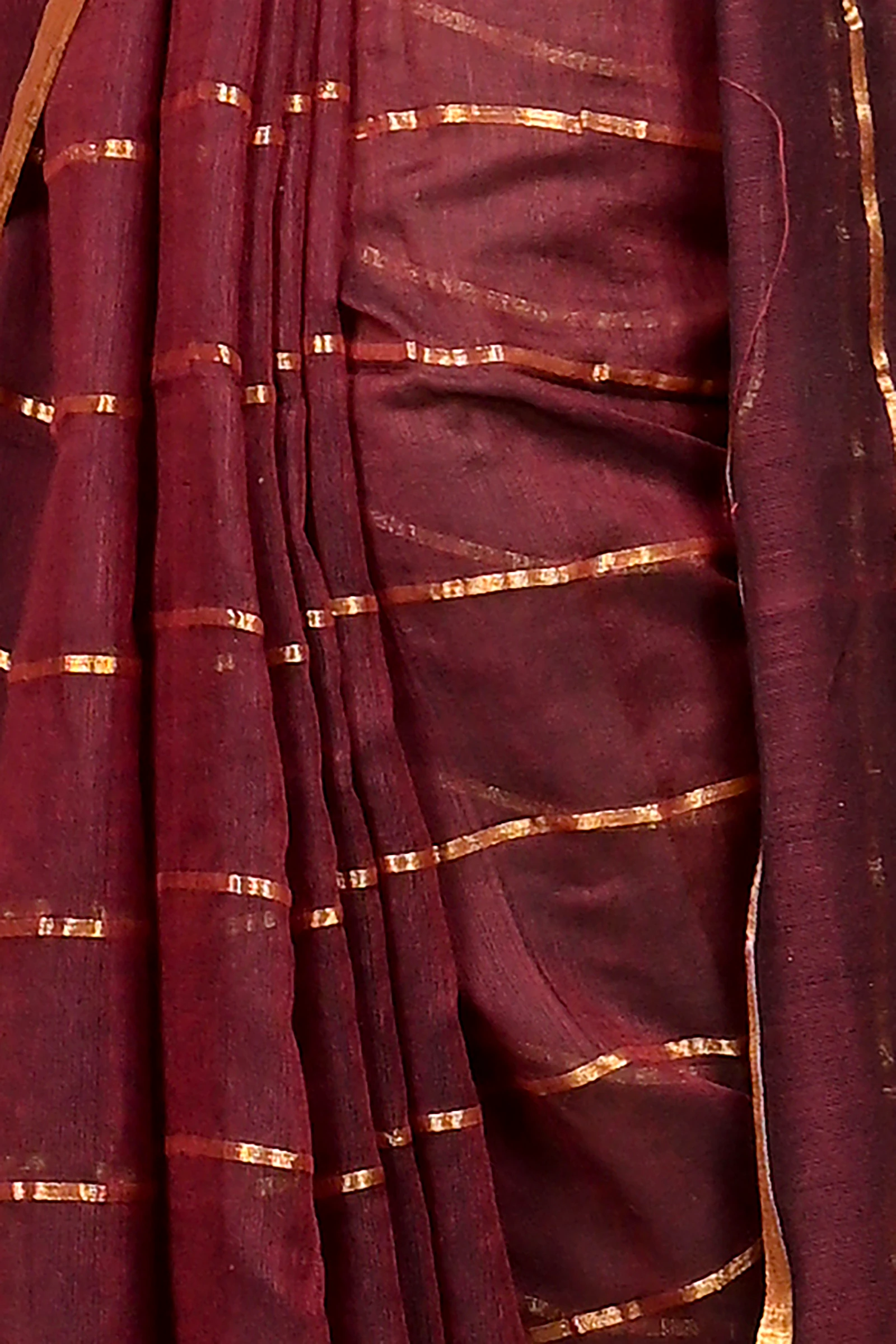 Maroon Mal Cotton Pari Hand Loom Saree (311)